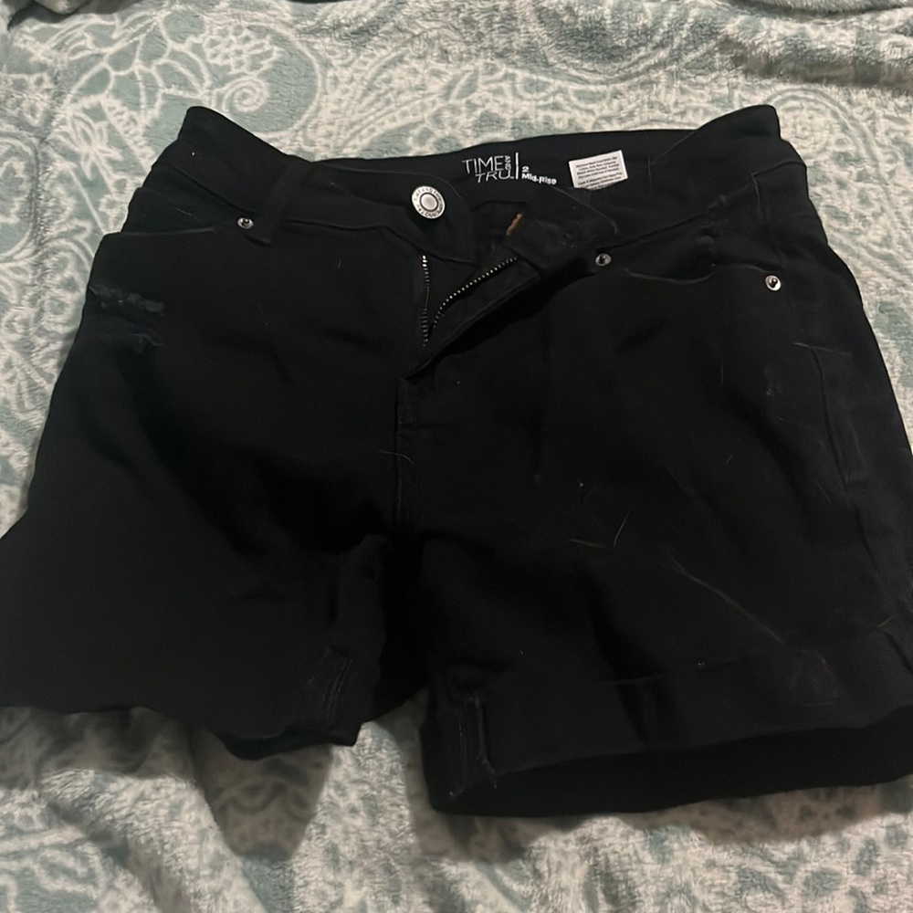 Black jean shorts